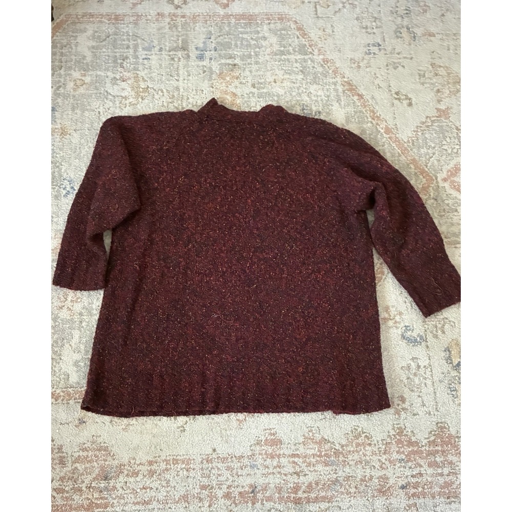 Erika II Co VTG Oversized Sweater Burgundy Marled Knit Mock Neck Goblincore M/L - Picture 6 of 6